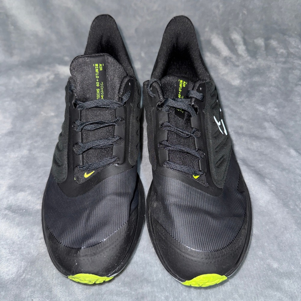 Nike Womens Air Winflo 9 Shield Running Shoes 8.5 Black Volt Water Repellent